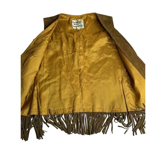 Vintage Pioneer Wear Womens Size 14 Brown Suede Leather Fringe Vest Western - Picture 3 of 6